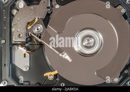 View of a opened hard disk working Stock Photo