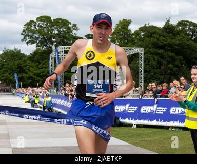 Musselburgh, UK. 29th May, 2022. Edinburgh Marathon 2022 29/05/2022 Pic shows: Winner of the 2022 Edinburgh Marathon is Matthew Gillette with a time of 2:17:57 Credit: Ian Jacobs/Alamy Live News Stock Photo