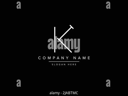 Creative minimal line art icon logo, KT monogram logo Stock Vector