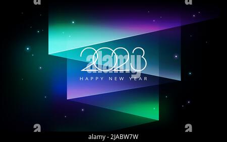 2023 New Year aurora background - 2023 vector illustration for card, poster, banner Stock Vector