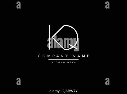 Creative minimal line art icon logo, KQ monogram logo Stock Vector