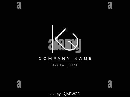 Creative minimal line art icon logo, KW monogram logo Stock Vector