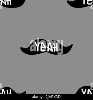 Seamless pattern with mustache and graffiti Yeah.  Stock Vector