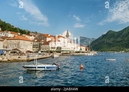 Picturesque Perast Village in Kotor Bay, Montenegro Stock Photo