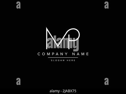 Creative minimal line art icon logo, MP monogram logo Stock Vector