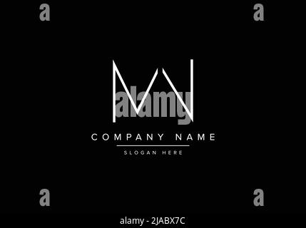 Creative minimal line art icon logo, MN monogram logo Stock Vector