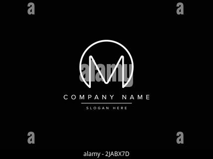 Creative minimal line art icon logo, MO monogram logo Stock Vector