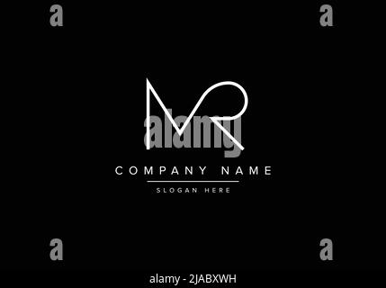 Creative minimal line art icon logo, MR monogram logo Stock Vector