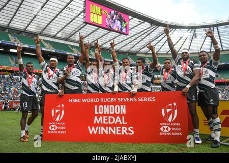 Twickenham, UK. 29th May, 2022. Fiji Rugby Finish 3rd in Bronze medal place at the HSBC World Rugby London 7Õs in Twickenham, United Kingdom on 5/29/2022. (Photo by Mike Jones/News Images/Sipa USA) Credit: Sipa USA/Alamy Live News Stock Photo