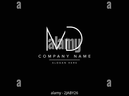 Creative minimal line art icon logo, MD monogram logo Stock Vector