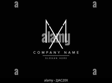 Creative minimal line art icon logo, MX monogram logo Stock Vector