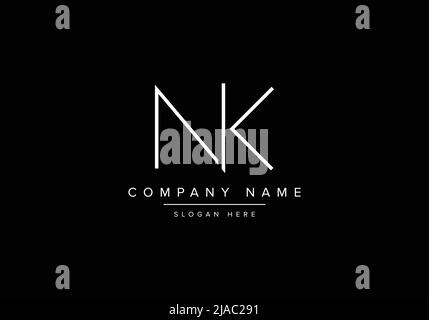 Creative minimal line art icon logo, NK monogram logo Stock Vector