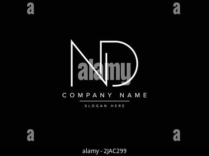 Creative minimal line art icon logo, ND monogram logo Stock Vector