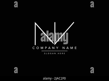 Creative minimal line art icon logo, NV monogram logo Stock Vector