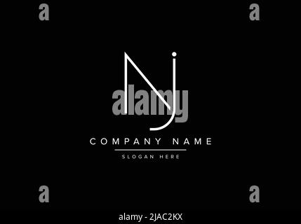Creative minimal line art icon logo, NJ monogram logo Stock Vector