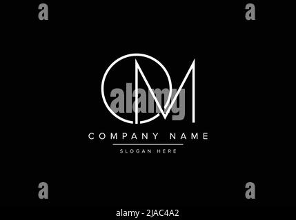 Creative minimal line art icon logo, OM monogram logo Stock Vector