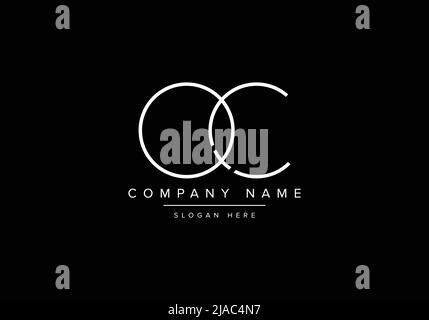 Creative minimal line art icon logo, QC monogram logo Stock Vector