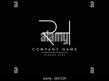 Creative minimal line art icon logo, RH monogram logo Stock Vector