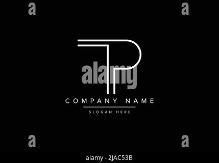 Creative minimal line art icon logo, TP monogram logo Stock Vector