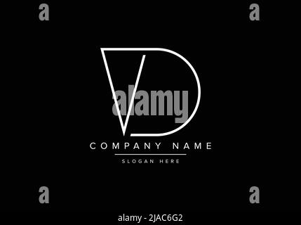 Creative minimal line art icon logo, VD monogram logo Stock Vector