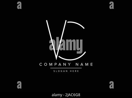 Creative minimal line art icon logo, VC monogram logo Stock Vector