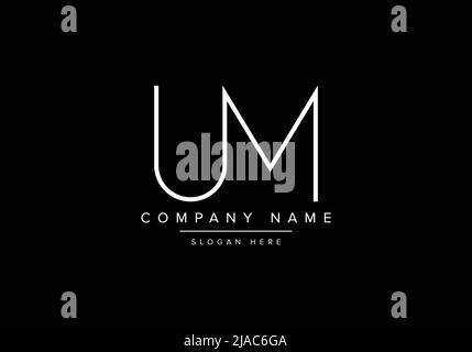 Creative minimal line art icon logo, UM monogram logo Stock Vector