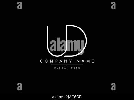 Creative minimal line art icon logo, UD monogram logo Stock Vector