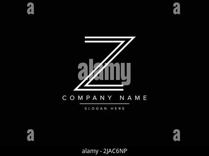 Creative minimal line art icon logo, ZZ monogram logo Stock Vector