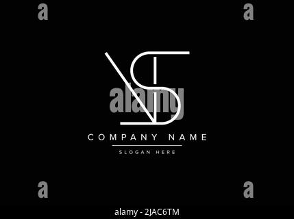 Creative minimal line art icon logo, VS monogram logo Stock Vector