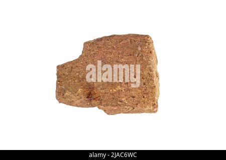 Natural brown mineral rock stone isolated on white background close up. Stock Photo