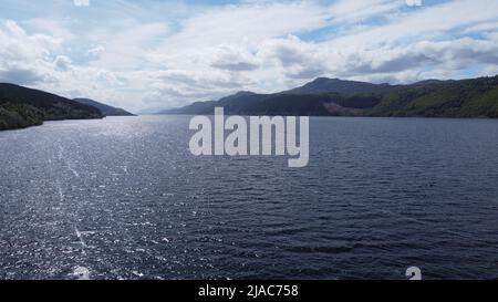 Aerial view of Loch Ness in Inverness-shire, Scotland, UK Stock Photo