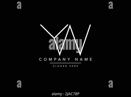 Creative minimal line art icon logo, YW monogram logo Stock Vector