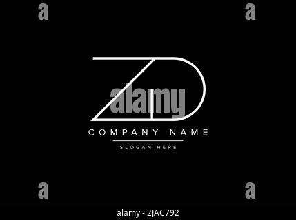 Creative minimal line art icon logo, ZD monogram logo Stock Vector