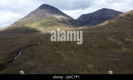 Aerial view of the Black Cullins on the Isle of Skye, Scotland, UK Stock Photo