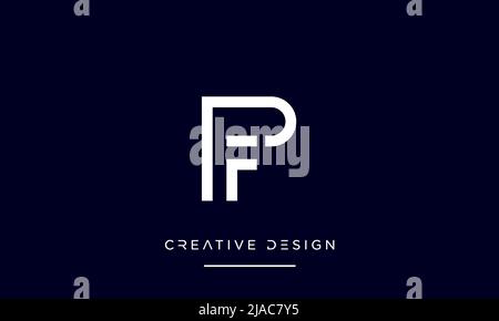 PF, FP, P or F Initial Letters Logo Monogram Vector Template Stock Vector