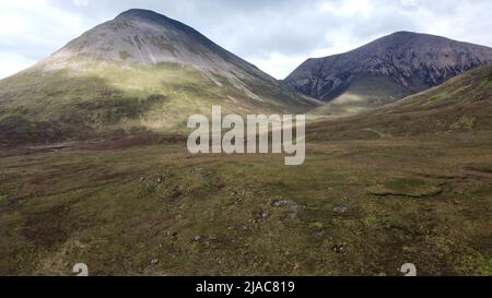 Aerial view of the Black Cullins on the Isle of Skye, Scotland, UK Stock Photo