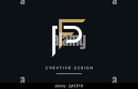 PF, FP, P or F Initial Letters Logo Monogram Vector Template Stock Vector