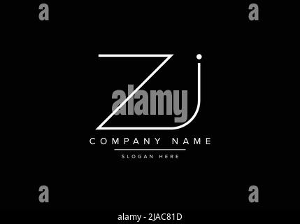 Creative minimal line art icon logo, ZJ monogram logo Stock Vector