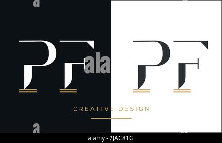 PF, FP, P or F Initial Letters Logo Monogram Vector Template Stock Vector