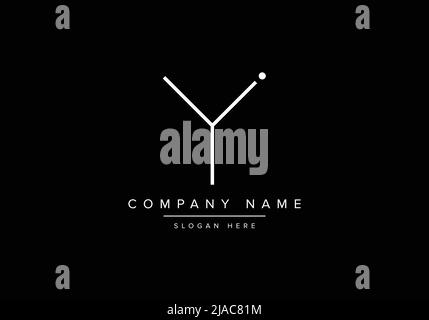 Creative minimal line art icon logo, YI monogram logo Stock Vector