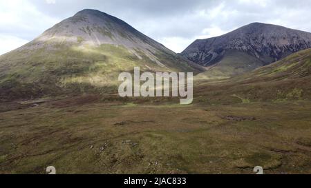 Aerial view of the Black Cullins on the Isle of Skye, Scotland, UK Stock Photo