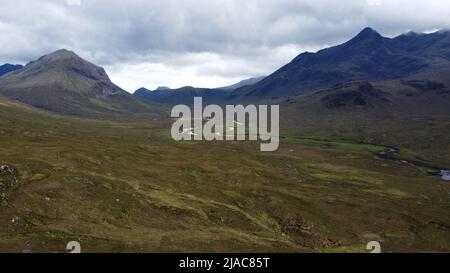 Aerial view of the Black Cullins on the Isle of Skye, Scotland, UK Stock Photo