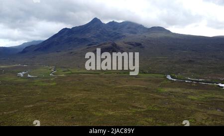 Aerial view of the Black Cullins on the Isle of Skye, Scotland, UK Stock Photo