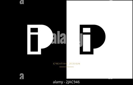 Alphabet PI, IP, P or I Letter Icon Logo Stock Vector