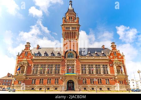 Dunkerque, city in northern France, town hall built in neo-flamand archtectural style in early 20th century Stock Photo