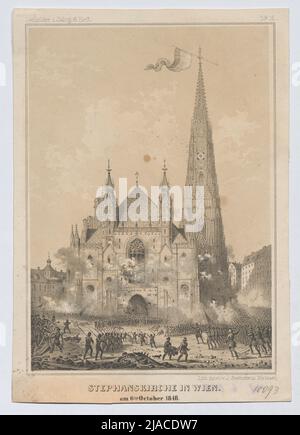 'Stephanskirche in Vienna. / On October 6, 1848.' (From 'Zeitbilder, 1st year, 6th issue). J. Steinmetz, Lithography Institute Stock Photo