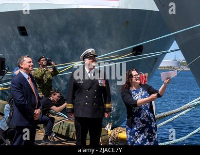 Kevin Mooney, president of Irving Shipbuilding, speaks during a news ...