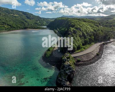 Maconde viewpoint from the sky, Mauritius Stock Photo
