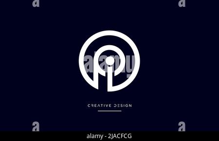 Alphabet PI, IP, P or I Letter Icon Logo Stock Vector