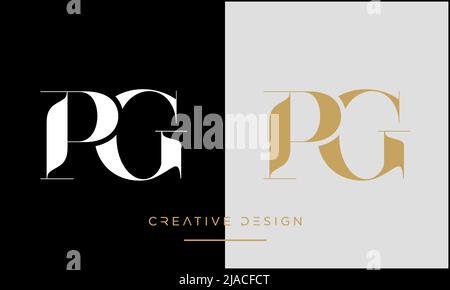 PG, GP, P or G Initial Letters Logo Monogram Stock Vector
